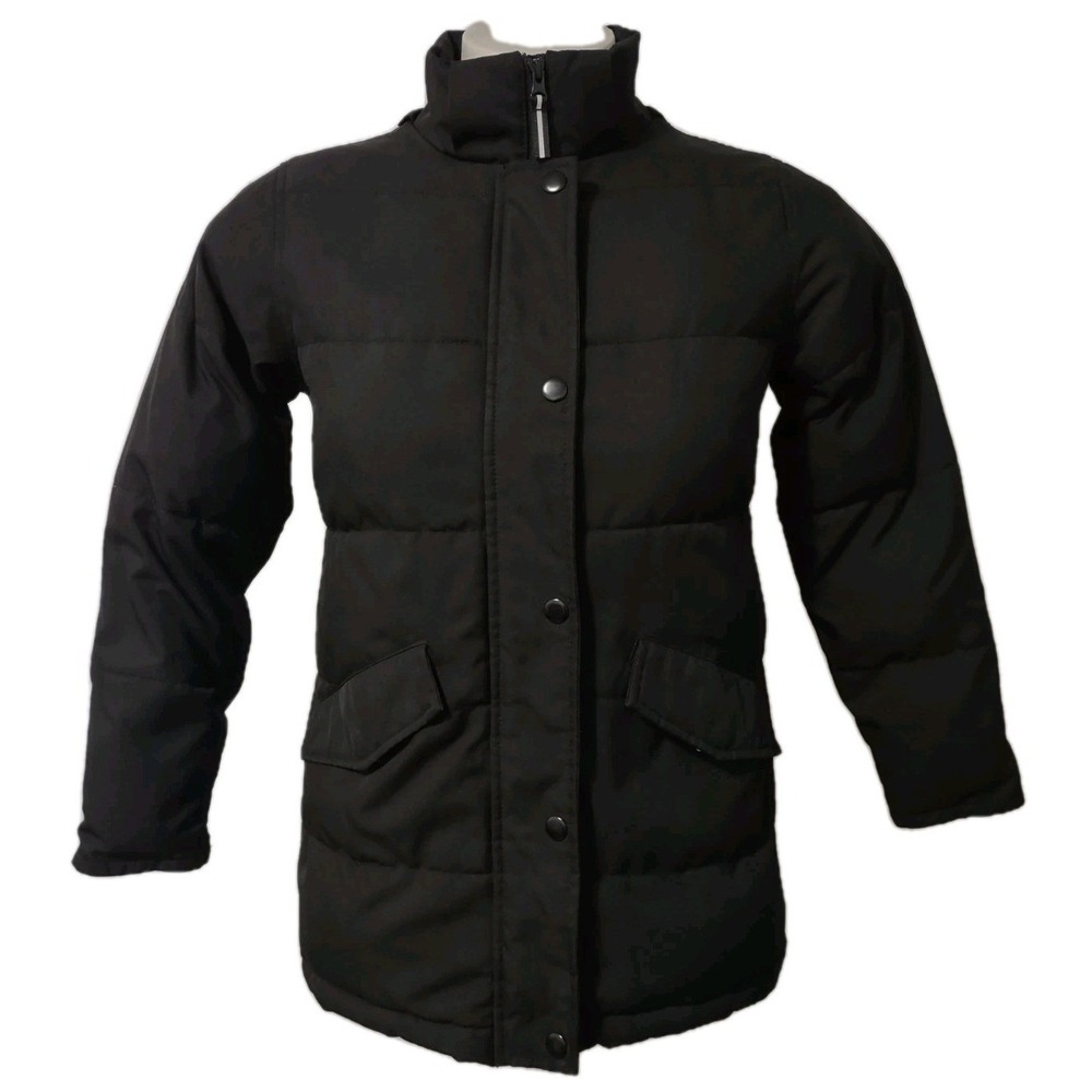 Swiss Tech Jacket Youth Size XXL (18) Black Full Zip  Snap Covered  Puffer Coat
